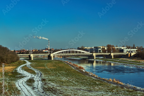 Bridge on the river Warta in Poznan.