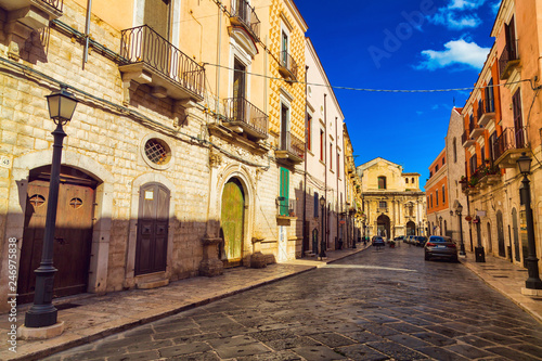 Old town street in Barletta city, region Puglia, Italy