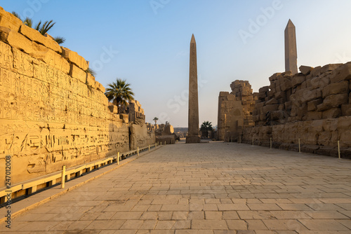 Karnak Temple Complex with Queen Hatshepsut obelisk in the background, Luxor, Egypt