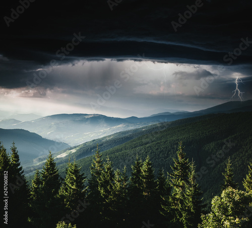 Impressive view of the remote hills. Location Carpathian, Ukraine, Europe.
