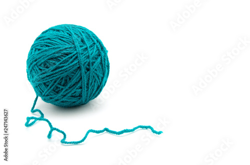 Ball of yarn on white background