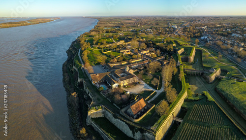 Aerial view, Blaye Citadel, UNESCO world heritage site in Gironde, France