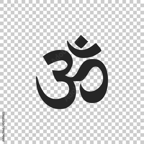 Om or Aum Indian sacred sound icon isolated on transparent background. Symbol of Buddhism and Hinduism religions. The symbol of the divine triad of Brahma, Vishnu and Shiva. Vector Illustration