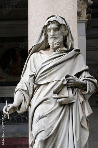 Saint Luke the Evangelist, statue in front of the basilica of Saint Paul Outside the Walls, Rome, Italy