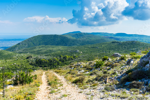 Greece, Zakynthos, Trail to beautiful green mountains