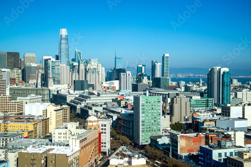 Aerial cityscape view of San Francisco, California, USA