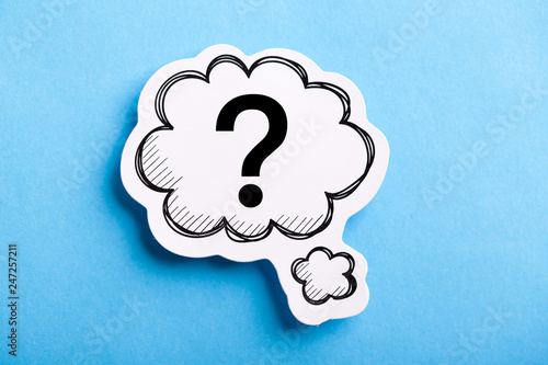 Question Mark Speech Bubble Isolated On Blue