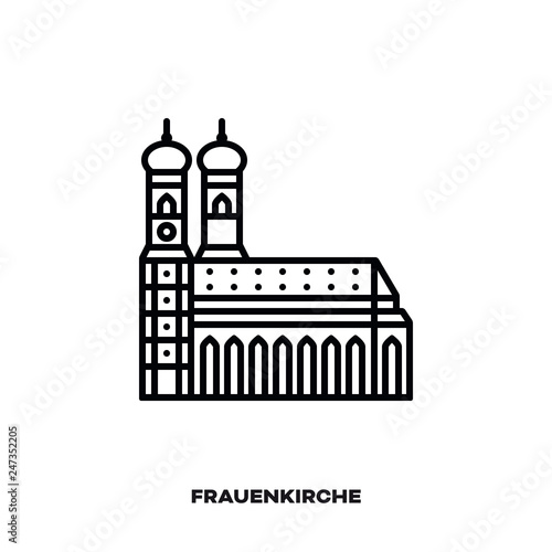 Munich Frauenkirche, Bavaria, Germany vector line icon.