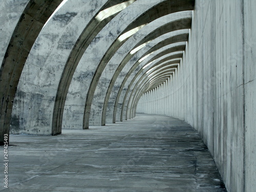 Modern Flying Buttress with concrete wall and arches a civil engineering construction