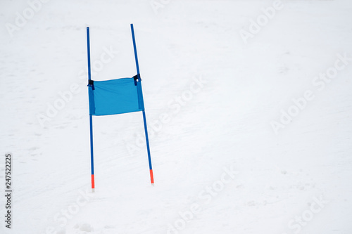 Ski gates with flag blue parallel slalom