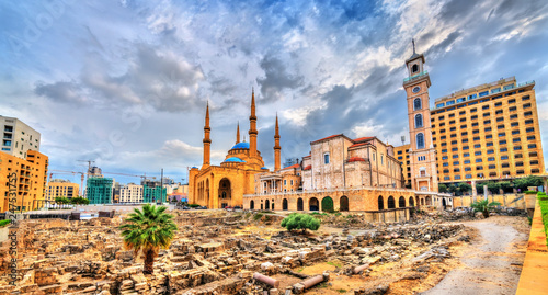 St. George Maronite Cathedral, the Mohammad Al-Amin Mosque and the Garden of Forgiveness in Beirut, Lebanon