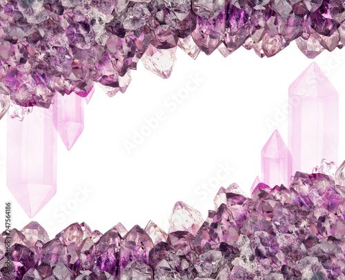 isolated frame from amethyst lilac crystal group