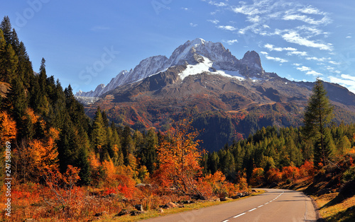 The high mountains of Haute Savoie in autumn. French Alps near Vallorcine, Chamonix-Mont-Blanc, France.