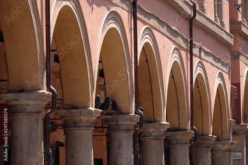 External corridor from street in Bologna, Italy