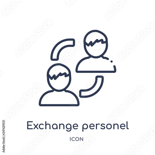 exchange personel icon from user interface outline collection. Thin line exchange personel icon isolated on white background.