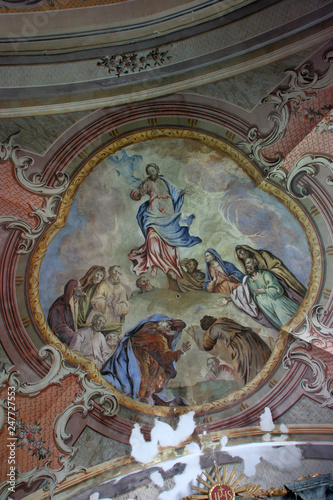 Ascension of Christ , fresco painting on the ceiling of the church