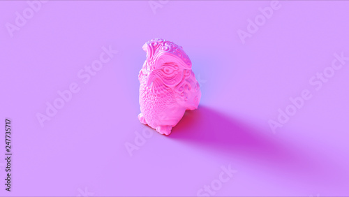 Antique Pink Owl Greek Goddess Athena's Legendary Metal Owl Bubo 3d illustration 3d render