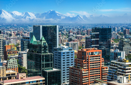 Aerial view of the financial district at Santiago de Chile