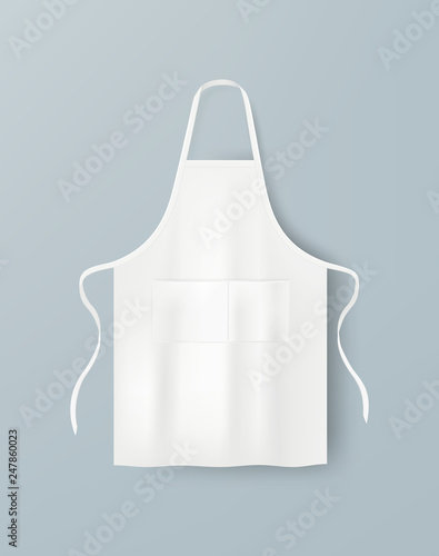 White blank kitchen cotton apron isolated. Protective apron uniform for cooking. Vector illustration