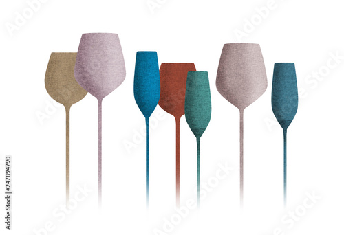 Long stem glassware with a textured color finish