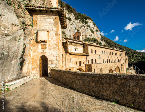 Monastery of Sacred Cave (Sacro Speco) of Saint Benedict in Subiaco, province of Rome, Lazio, central Italy. Monastero del Sacro Speco di San Benedetto da Norcia.