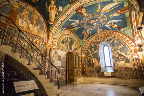 Monastery of Sacred Cave (Sacro Speco) of Saint Benedict in Subiaco, province of Rome, Lazio, central Italy. Monastero del Sacro Speco di San Benedetto da Norcia.