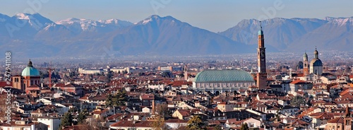 Enchanting panorama of the city of Vicenza in Italy and the medi