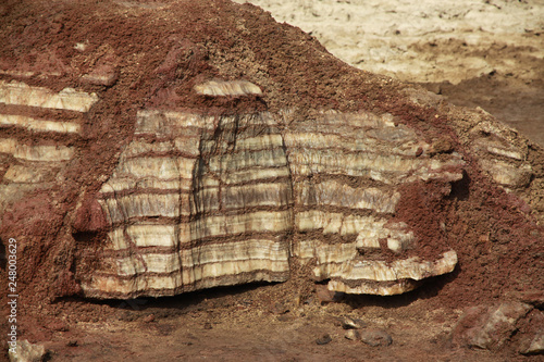 odsłonięte warstwy skalne w rejonie pustyni danakilskiej w etiopii