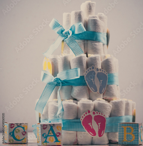 Baby shower baby shower cake tort ciasto diapers new born noworodek prezent