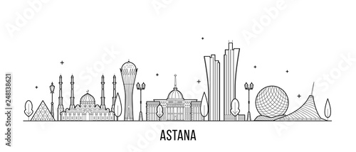 Astana skyline Kazakhstan city vector linear style
