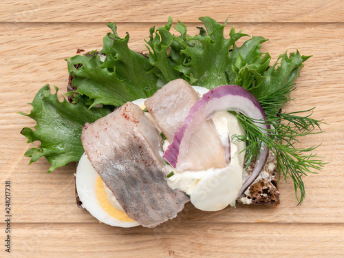 smørrebrød with herring (sillmacka)
