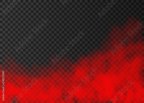 Red smoke isolated on transparent background.