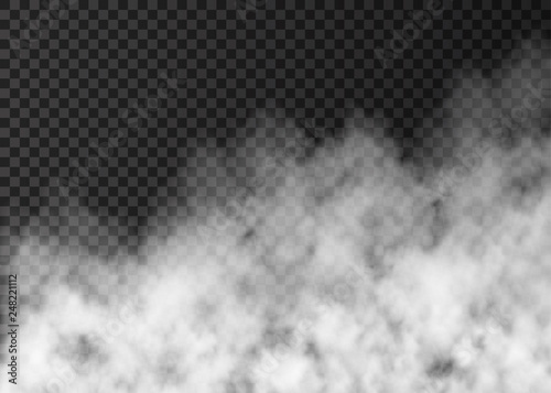 White smoke or fog isolated on transparent background.