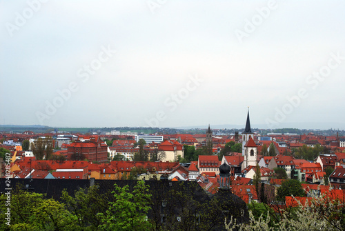The panorama view of the Erfurt old town