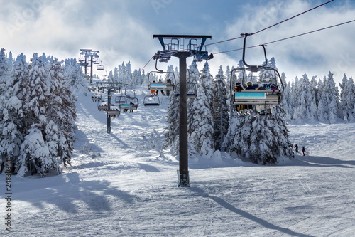Winter ski resort,ski lift. Uludag Mountain, Bursa, Turkey