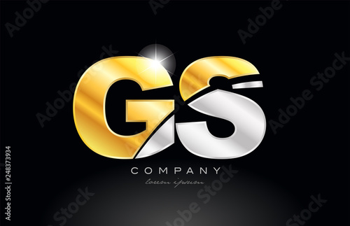 combination letter gs g s alphabet with gold silver grey metal logo