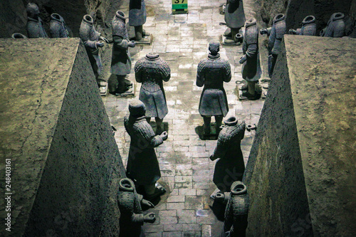 Xian,China 12 july 2018 - The world famous Terracotta Army, part of the Mausoleum of the First Qin Emperor and a UNESCO World Heritage Site