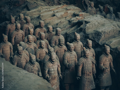 Xian,China 12 july 2018 - The world famous Terracotta Army, part of the Mausoleum of the First Qin Emperor and a UNESCO World Heritage Site