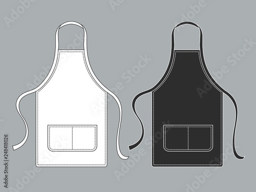 Chef apron. Black white culinary aprons chef uniform kitchen cotton kitchen worker woman wearing waiter vest template