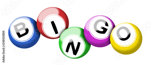 Colorful bingo balls illustration isolated on white with clipping path