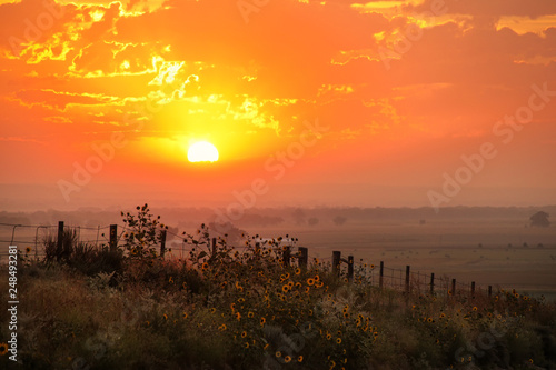 Sunrise at North Platte River valley, western Nebraska, USA