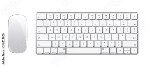 Keyboard and mouse in a realistic style. Vector illustration