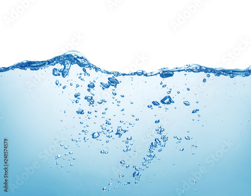 water with air bubbles on white background