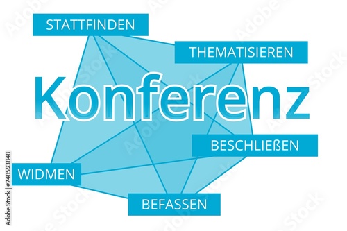 Konferenz - Begriffe verbinden, Farbe blau