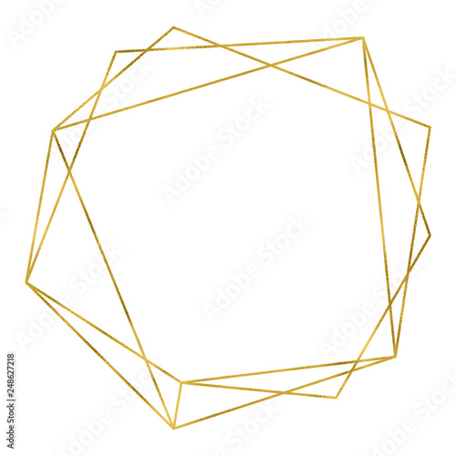 Art deco style gold geometrical polyhedron linear frame