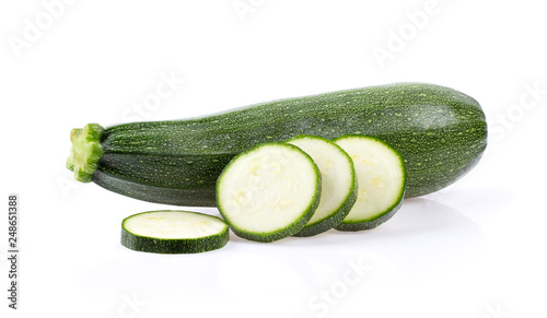  fresh zucchini with slice isolated on white background