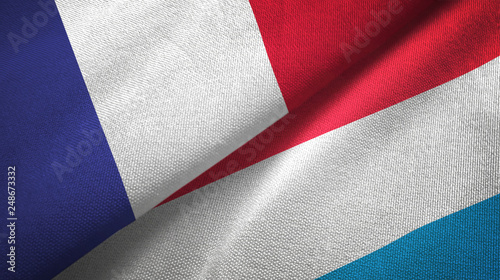 France and Luxembourg two flags textile cloth, fabric texture