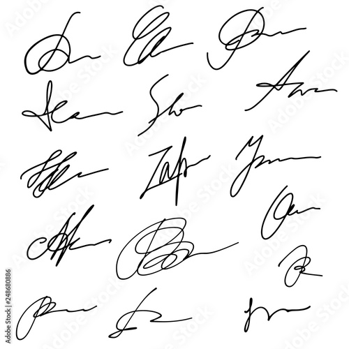 Hand drawn abstract signature set, business sign