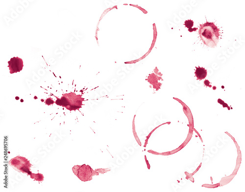 Set of Red Wine Stains and Splatters