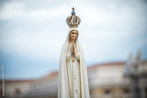 Vatican City, October 08, 2016: Statue of Our Lady of Fátima during a Marian Prayer Vigil in St. Peter's Square at the Vatican.